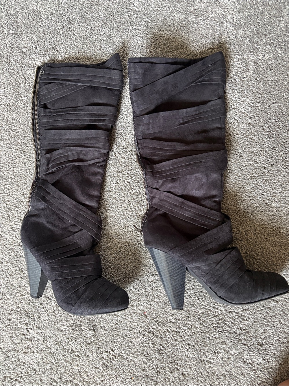 Unlisted by Kenneth Cole Black Strappy Knee Boots